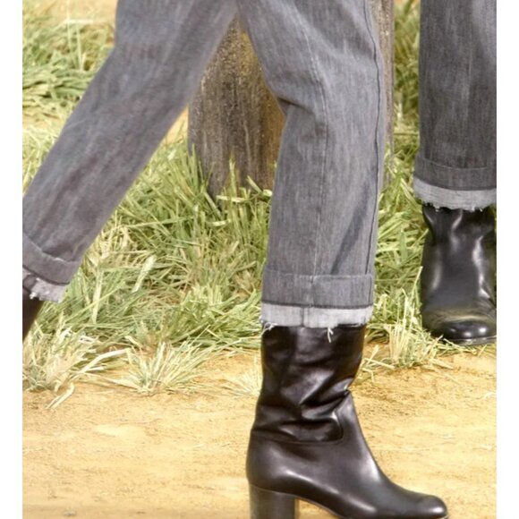 Chanel 10P jeans 42 US 10 gray high waist 3 button gray distressed 2010 - Picture 6 of 16